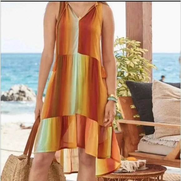 Sundance Knee Length Dress Multicolor Orange Size Large. - Picture 2 of 6